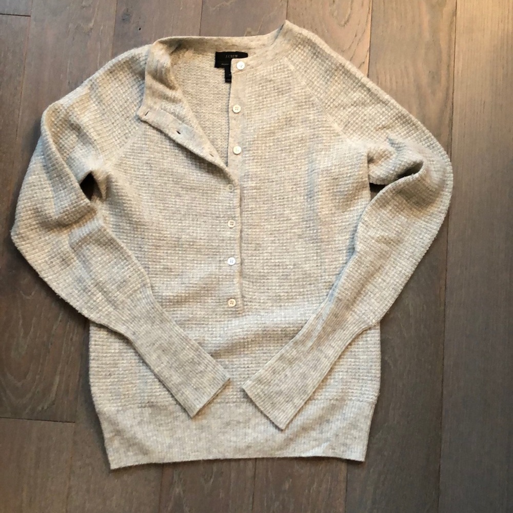 J. CREW - 100% Cashmere waffle knit grey sweater